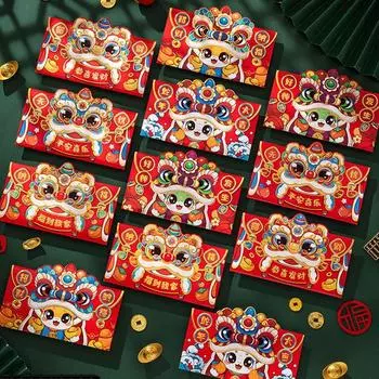 6pcs Cartoon 2025 New Year Red Envelopes Blessing Lucky Money Pockets Celebration Style 7