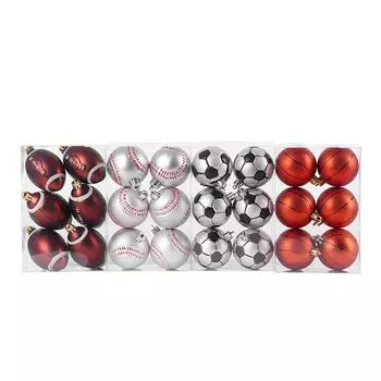 6pcs Christmas Ball Ornaments Football Basketball Rugby Baseball Xmas Tree Pendant Hanging Ornament Xmas New Year Home Decor 6cm