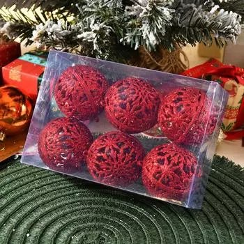 6pcs Christmas Baubles Pendants Christmas Tree Balls Hollow 6cm Christmas Tree Pendant Plastic Ball Ornaments Decorative Balls белый