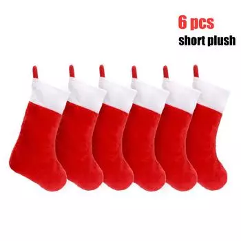 6PCS Christmas Stockings Exquisite Plush Hanging Socks Lightweight Fireplace Ornament Xmas Tree Decor Holiday Type
