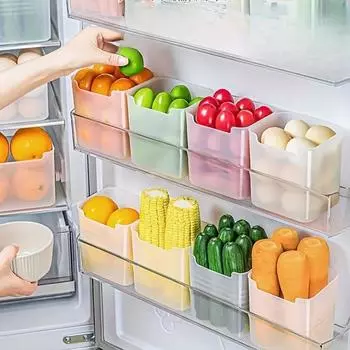6pcs Clear Refrigerator Storage Bins with Easy-Grip Handles, BPA-Free, Space-saving Kitchen Organization