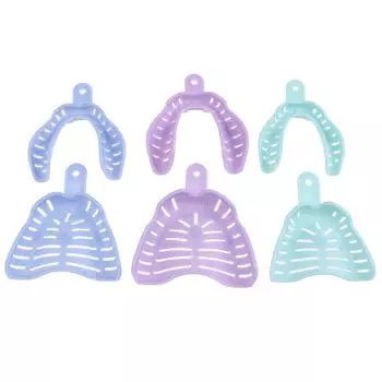 6Pcs Colorful Dental Impression Trays Plastic Materials Teeth Holder