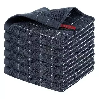 6 шт. хлопковых махровых кухонных полотенец, ультрамягкие и впитывающие полотенца для посуды для кухни, подходят для сушки и мытья посуды красный