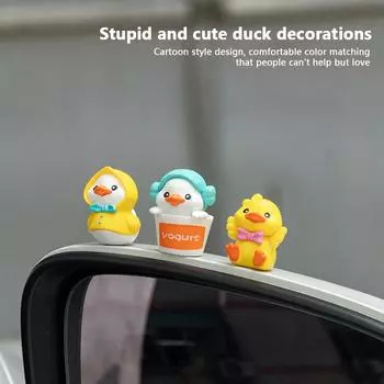 6PCS Creative Cartoon Figure Mini Duck Model Decoration Cute Little Yellow Duck Car Center Console Ornaments Accessories