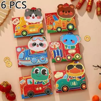 6Pcs Creative Snake Year Red Envelope Chinese Year Lucky Money Packet Cartoon Spring Festival Red Packets Children Gifts
