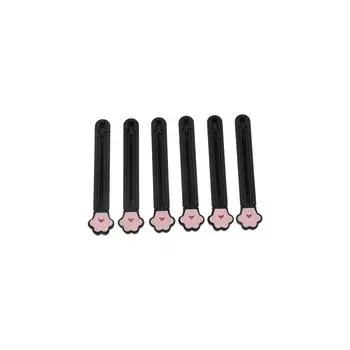 6pcs Cute Cat Paw Bag Sealer Bag Clips Food Seal Clip Moistureproof Snack Sealing Clamp Storage Organization Kitchen чёрный