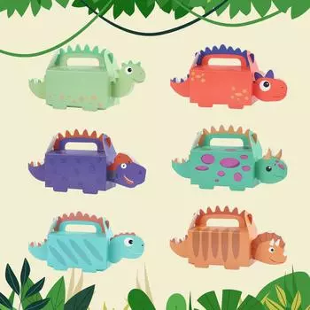 6pcs Dinosaur Candy Boxes Happy 1st Birthday Party Decoration Kids Gifts Packaging Box Dino Baby Shower Supplies Box Bag other