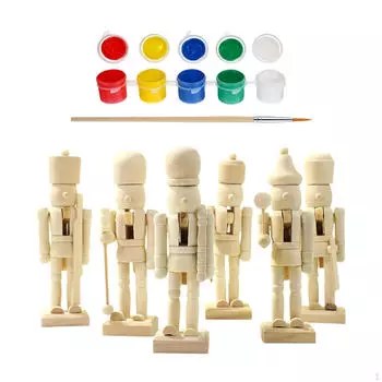 6Pcs DIY Wooden Christmas Nutcrackers Gifts Art Projects Blank Unfinished Nutcracker