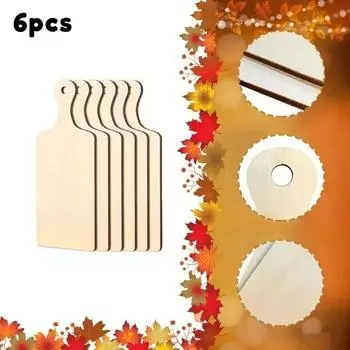 6pcs DIY Wooden Graffiti Handmade Mini Wooden Cutting Board Wooden Chips Christmas Family Party Decorative Cards