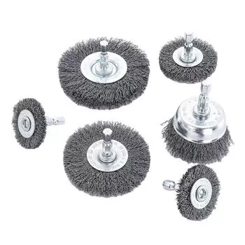 6Pcs Drill Wire Brush Set Pen Brush Wheel Brush Cup Brush for Drill Metal Wire Brush with 1/4inch Hex Shank Handling