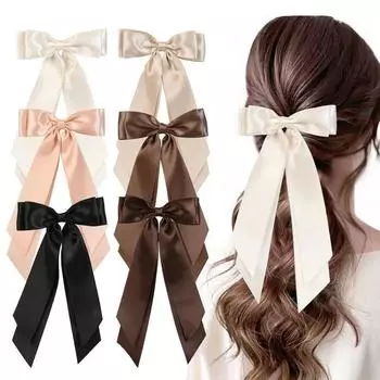 6PCS Explosive Model Double Ribbon Ribbon Hair Clips Fresh Sweet Female Simple Temperament Versatile Hair Accessories Hair Card