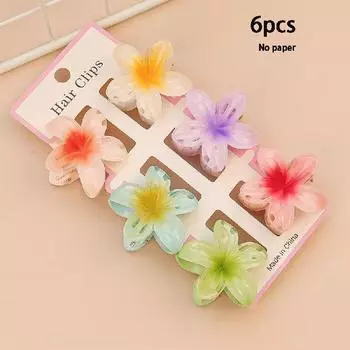 6Pcs Fashion Colorful Transparent Flower Small Hair Claw Clips clamp Hairpin Barrette For Thick Thin Hair Accessories For Women