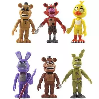 6pcs Five Fnaf Nights At Freddys Action Figures Mini Figurines Fans Gift Teddy Bear