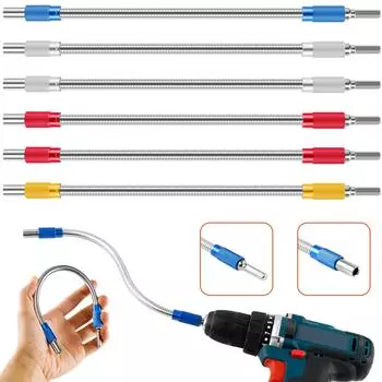 6Pcs Flexible Drill Bit Extension Metal Soft Shaft Extension Bit Holder Sturdy Multifunctional Hex Shank Bit Extender Holder