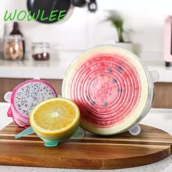 6pcs Food Grade Silicone Fresh-keeping Elastic Lid Reusable Wrap Covers Refrigerator Microwave Airtight Lids Kitchen Accessories