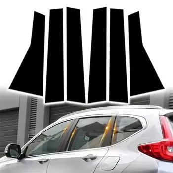6Pcs Gloss Black Door Window Pillar Post Trims Stickers For Honda CR-V 2017-2022