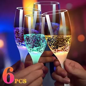 6Pcs Glow Drinkware LED Cups Luminous Beer Mug Flashing Drinking Cup Color Changing Beer Whisky Glass Cup for Bar Club Party