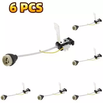 6Pcs GU10 Testing Lamp Holder Ceramic Aging Lamp Base Halogen Bulb LED Light Socket Converter with Cable Terminal Box Socket GU10