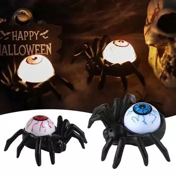 6Pcs Halloween Eye Light Spider Back Explosion Eye Candle Light Party Atmosphere Decoration Supplies LED Horror Pumpkin Light As shown