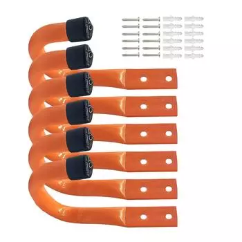 6pcs Heavy Duty Garage Storage Hooks Utility Garage Hooks for Wall Mounting Large Metal Organizer Tool & Extension Cords оранжевый