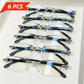 6PCS High Hardness Anti-blue High Quality Reading Glasses Ultra Light Far Sight Goggle To +4.0 Unisex Eye Protection Glasses