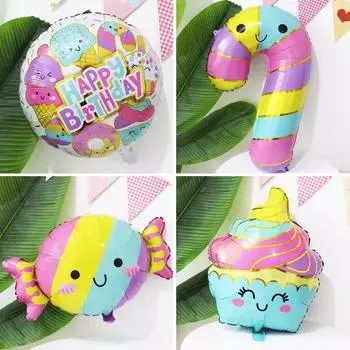 6pcs-Ice cream balloons candy balloons, suitable for birthday party decorations, macaron theme, candy theme party Other