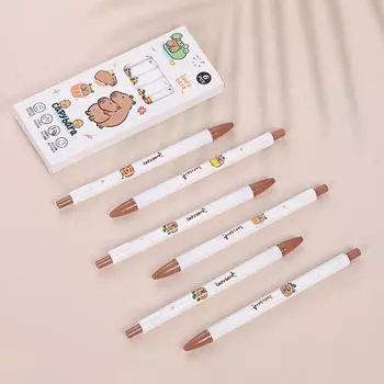 6Pcs Kawaii Capybara Gel Pen Quick-Drying 0.5Mm Black Ink Writing Smooth Pens Office Accessories Cute Stationery Supplies