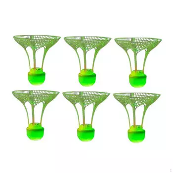 6Pcs LED Badminton Balls Lights Shuttlecocks Lighting for Yard All Levels зелёный