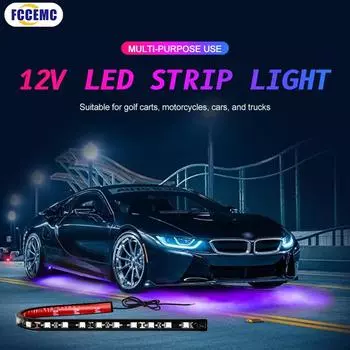6pcs LED Strip Car Bottom Underglow Light Flexible LED Underbody Light Auto Decorative Ambient Atmosphere Lamp DRL For Car 12V зелёный