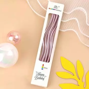 6Pcs Long Cake Candle Spiral Kids Birthday Party Wedding Candle Favor Supplies AVE 17.5CM розовый