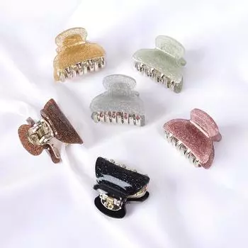 6PCS/Lot 4CM Acrylic Small Crab Hair Claw Clip Women Girls Cute Floral Leopard Plastic Barrette Clamp Hairpin Hair Accessories