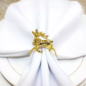 6pcs/lot Christmas reindeer Napkin rings Metal napkin holder, Christmas home decoration,Table decoration and accessories золотой