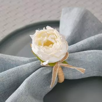6pcs/lot Rose Napkin Rings Serviette Buckles Holder Table Decoration Wedding Valentine Artificial Flower Napkinring 2