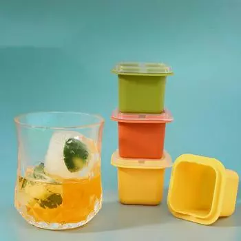 6pcs/lot Square Ice Cube Molds Food Grade Silicone Ice Cream Mould Tray with Popsicle Stick DIY Summer Ice Drink Ball Maker