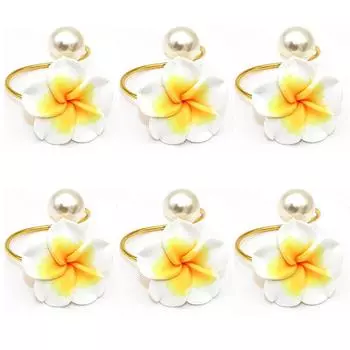6pcs/lot White Flower Napkin Ring Napkin Ring Wedding Festive Party Napkin Holder Table Top Decoration Napkin Ring