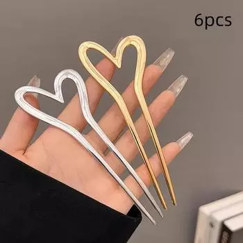 6pcs Luxury Metal U-shaped hairpin for Women Simple Style Barrette Clip Headpiece Hair Jewelry Wedding Hairstyle Accessories