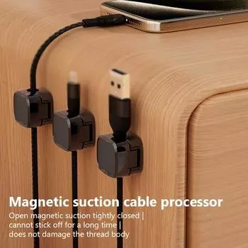 6PCS Magnetic Cable Clips Wire Organizer Adjustable Cord Holder Under Desk Cable Management Wire Keeper Cable Organiser Holder