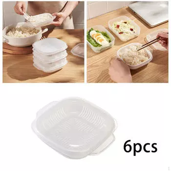 6Pcs Meal Prep Containers Fridge Organizer Case with Airtight Lid Portable Food Storage for Storing