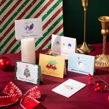 6pcs Merry Christmas Mini Greeting Cards Kids New year Gift Cards Natal Navidad 2025 Xmas Christmas Party Decorations Postcard