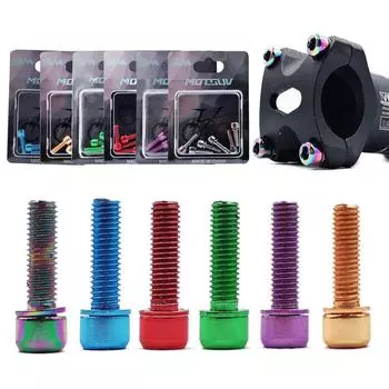 6 шт. болтов для выноса руля горного велосипеда, титановые винты с шестигранной головкой M5x18 мм с WA синий
