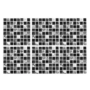 6Pcs Мозаика 3D Плитка Наклейка на стену Водонепроницаемая съемная наклейка Ванная комната