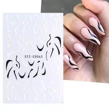 6pcs Nail Art Adhesive Backing Stickers, Glitter V-shaped French Skirt Fluttering Milk Nail Stickers, Versatile Nail Decorations Pack of 6