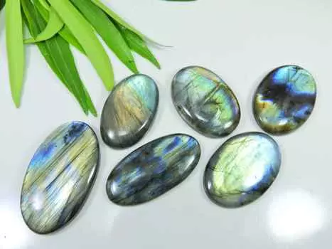 6Pcs Natural Labradorite Multifire Oval Cabochon Loose Gemstone Lot 40-45MM LL-695