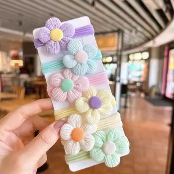 6PCS New Sweet Flower Bow Lovely Girl Kids Elastic Hair Bands Children Hair Ties Princess Hair Accessories Baby Headwear