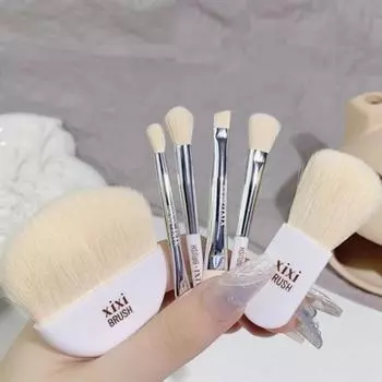 6pcs Nose Shading Brush Travel Women Set Portable Soft Concealer Shadow Cosmetic Tool Eyelashes with Box, Blue