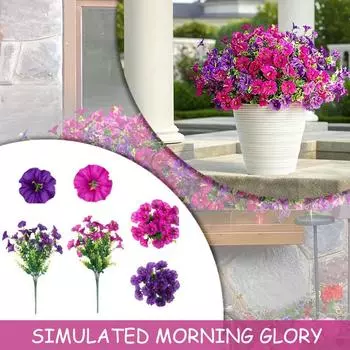 6Pcs/Pack 36CM UV-resistant Faux Flower Bouquets Vibrant Courtyards Indoor Outdoor Decor DIY Wedding Arrangements 6Pcs фиолетовый/красный