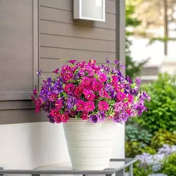 6Pcs/Pack Faux Flower Bouquets DIY 36CM UV-resistant Outdoor Decor Indoor Morning Glory Flower Vibrant Courtyards 6Pcs красный/фиолетовый