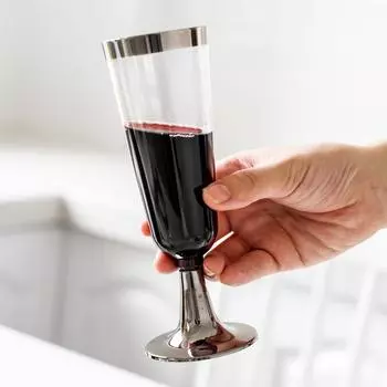 6Pcs Plastic Champagne Cups 5 Oz Clear Plastic Glasses Disposable Wedding Party Cocktail Cups серый