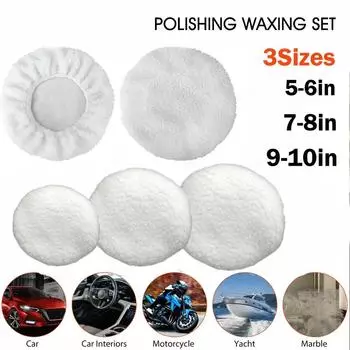 6pcs Polishing Bonnet Buffer Pads Set Soft Wool For 5/6/7/8/9/10 Car Polisher Waxing Soft Washable Reusable Car Polisher Waxing