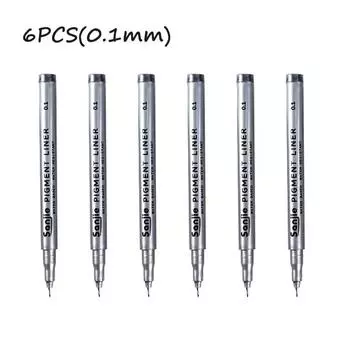 6pcs Precision Black Micro-pen, Hand-painted Hook Line Pen Set, Continuous Ink Lines, 0.05 0.1 0.2 0.3 0.4 0.5 0.6 0.8 Brush